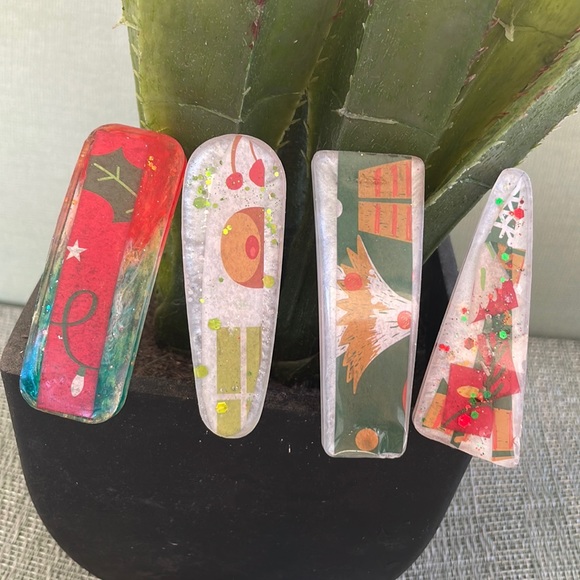 XMAS Handmade Festive Holiday Bookmark small Green with Red Strip - Picture 9 of 9